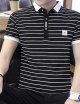 Men's Striped Polo Short Sleeve Daily Tops White Black Navy Blue