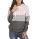 Women's Hoodie Pullover Color Block Quarter Zip Casual Hoodies Sweatshirts  Blushing Pink Orange Black