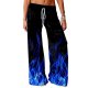 Women's Basic Soft Comfort Loose Daily Home Chinos Pants Graphic Flame Full Length Elastic Drawstring Design Print Blue Purple R