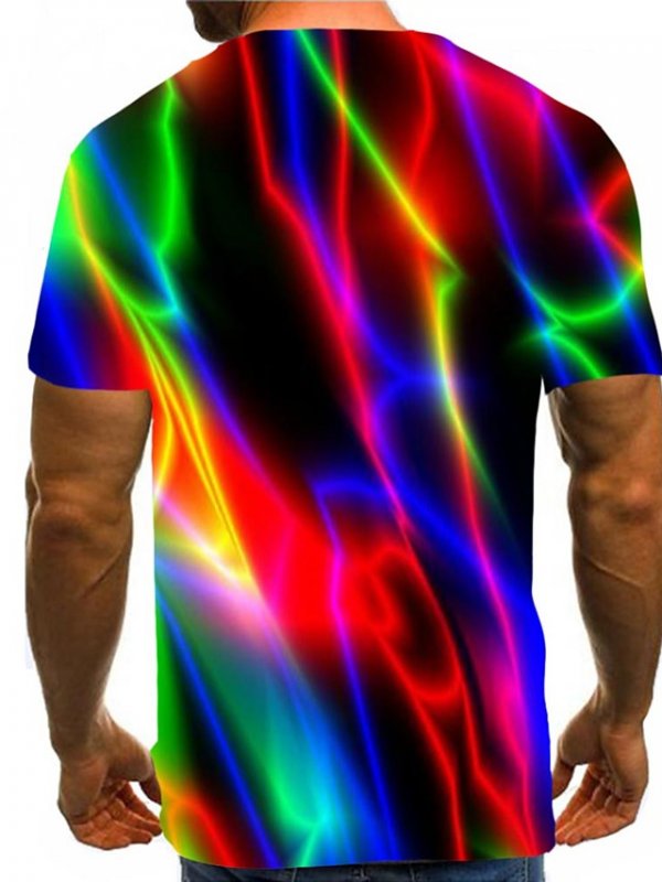 Men's Rainbow Graphic T-Shirt Print Short Sleeve Daily Tops Streetwear Round Neck Rainbow