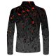 Men's Golf Shirt 3D Print Floral 3D Print Button-Down Long Sleeve Street Tops Sportswear Casual Fashion Comfortable Black