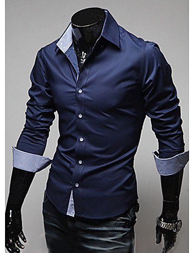 Men's Solid Colored Shirt Long Sleeve Casual/Daily Slim Tops Button Down Collar Wine White Black