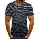 Men's T shirt Shirt Graphic Geometric Plus Size Pleated Print Short Sleeve Daily Tops Streetwear Exaggerated Round Neck Dark Gra