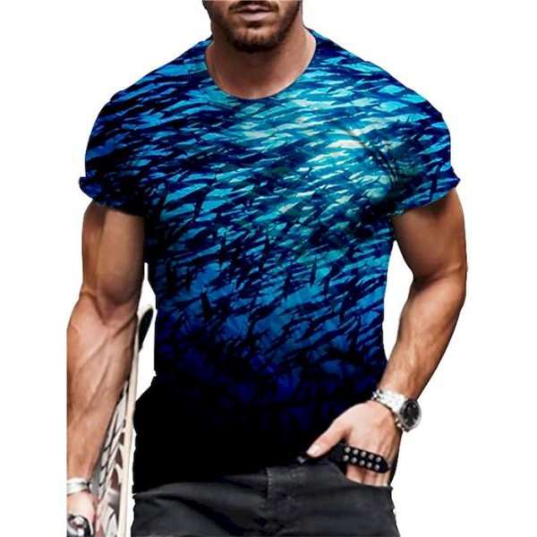 Men's Unisex Tee T shirt Shirt 3D Print Graphic Prints Underwater World Print Short Sleeve Daily Tops Casual Designer Big and Ta