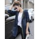 Women's Coat Daily Wear Fall Winter Spring Regular Coat V Neck Regular Fit Casual Jacket Solid Color Pocket Button Navy Blue / C