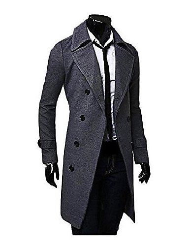 Men's Notch Lapel Collar Overcoat Solid Colored Camel Black Gray